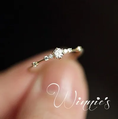 7 minuscules pièces de diamant de petits bijoux de bague de fiançailles de style frais exquis pour dames 218