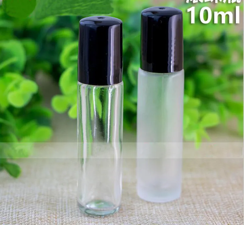 Bouteilles en verre à rouleau de 5 couleurs 10 ml pour huiles essentielles Contenants de déodorant rechargeables pour bouteilles de parfum avec couvercle noir