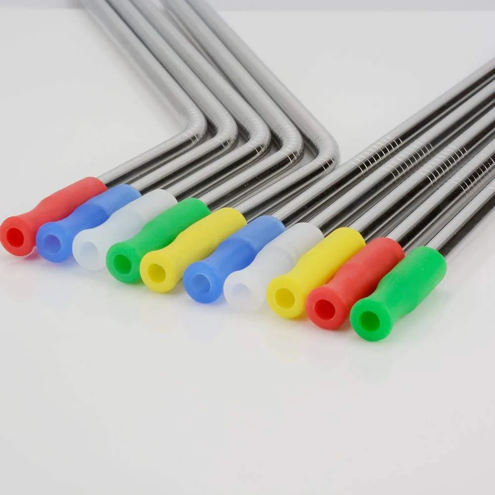 FDA Food Quality Straw In Hindi Mouthpiece Straws Reusable Metal Straws With Silicone Tips