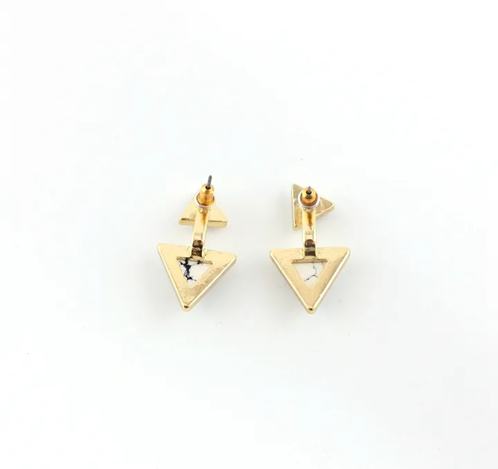 Vintage Gold Farbe Dreieck Weiß Grün Türkis Marmor Naturstein Charms Ohrringe Schmuck für Frauen