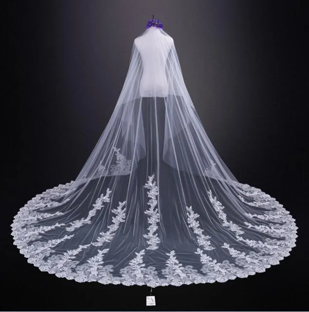Sparkly الترتر الدانتيل يزين طويل الحجاب الزفاف 3 متر 3.5 متر 4 متر 4.5 متر 5 متر عالية الجودة الزفاف الحجاب