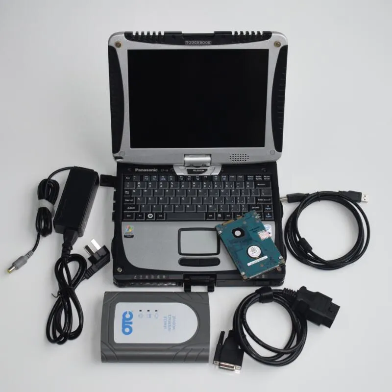 トヨタ診断スキャナツールGTS TI 3 OTCのノートパソコンに取り付けられているTI 3 OTC Global TechStreamの作業準備完全なタッチ