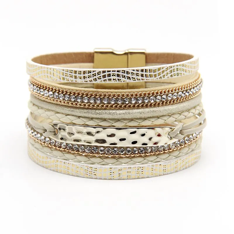 Todo ZG chegam novas joias da moda cinza e cor Kahki pulseira feminina com pulseira magnética dourada242J