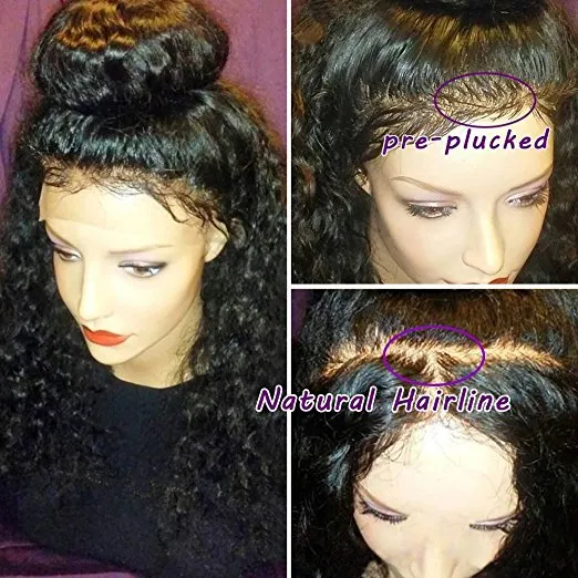 360 Pełna koronkowa peruka czołowa Kinky Curly wstępnie ścięta linia włosów HD przednie ludzkie włosy 360 peruki dla czarnych kobiet 120% gęstość diva2