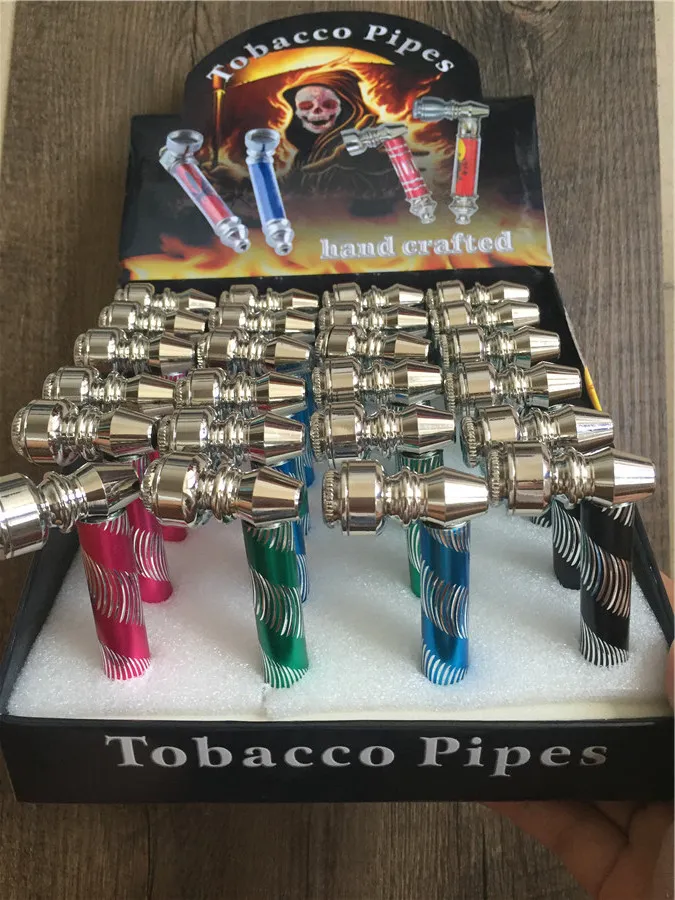 Colorido barato cachimbos de metal tubo de tabaco para fumar erva seca Mix projeta frete grátis