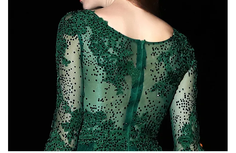 Oszałamiające suknie wieczorowe Dark Green Długi Prom Dress Zipper Back Pleys Tulle z Shining Corading Koronki Aplikacja Suknie wieczorowe Plus Size