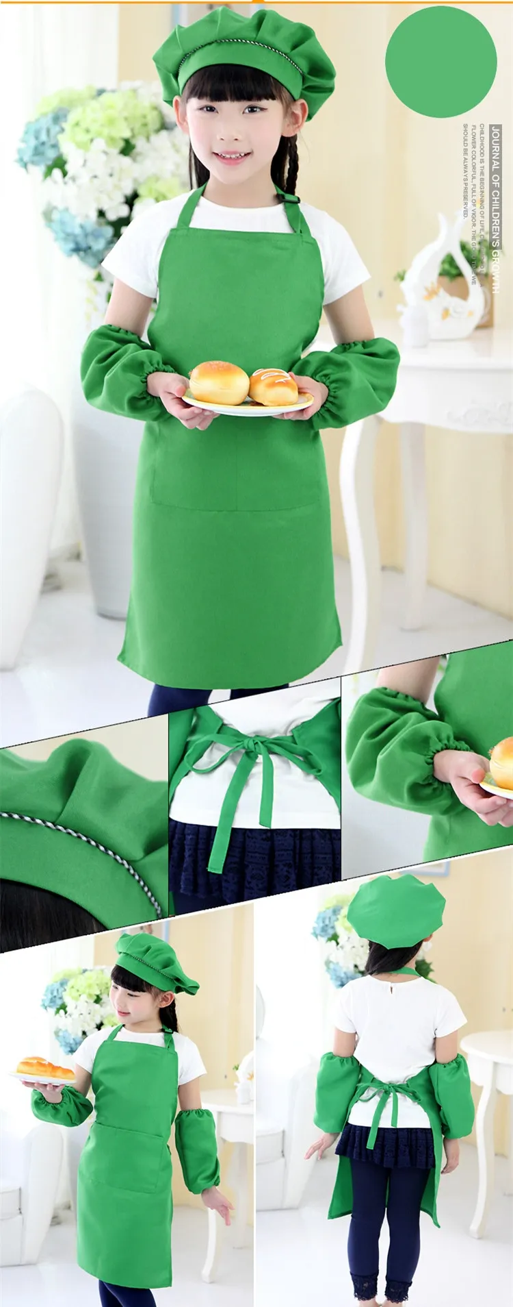 키즈 앞치마 주머니 공예 요리 제빵 아트 페인트 아이 주방 식당 턱받이 아이 미리 모자와 소매 아동 앞치마 어린이 앞치마 10 색