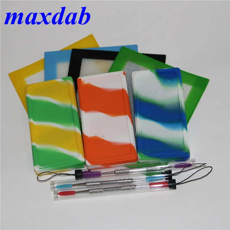 silicone oil waxmate container jars square silicone pad mat Square silicone wax storage with silicon tip dabber tool