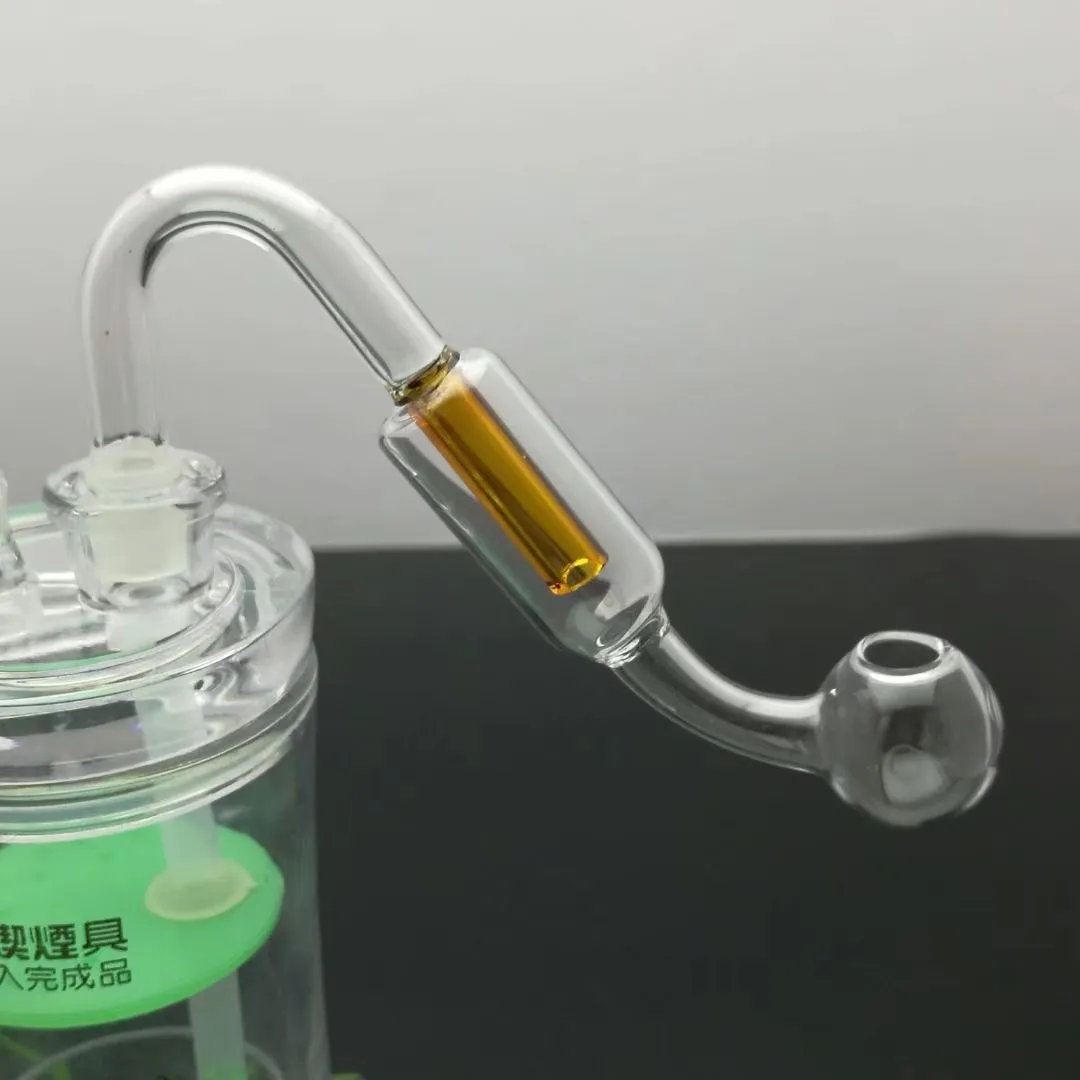 Double filtering pot Wholesale Glass bongs Oil Burner Glass Water Pipe Oil Rigs Smoking Free