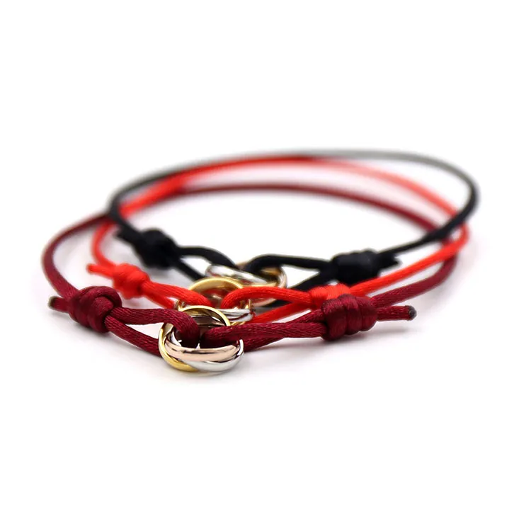 316L Rvs Trinity Ring String Bracelet Three Rings Handriem Paar Armbanden voor Vrouwen en Mannen Fashion Jewweling Beroemde merk