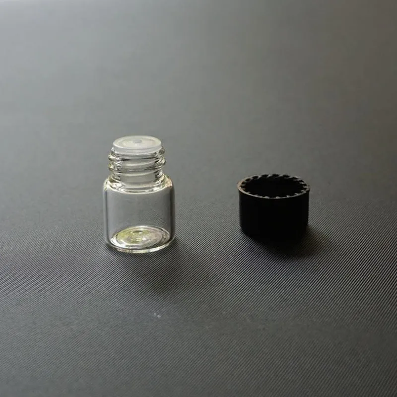 1 ml 2 ml 3 ml szkła eterycznego szkła fiolka mała butelka szklana perfumy, pojemnik na wyświetlacz oleju z czarną czapką F445