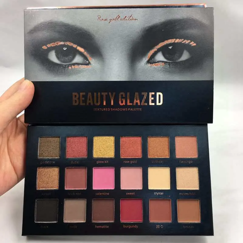 DHL 24 pz / lotto Beauty Glazed 18 colori Hudas Rose Gold Remastered Makeup Eyeshadow Pallete Pressed Eyeshadow Palette Maquiagem