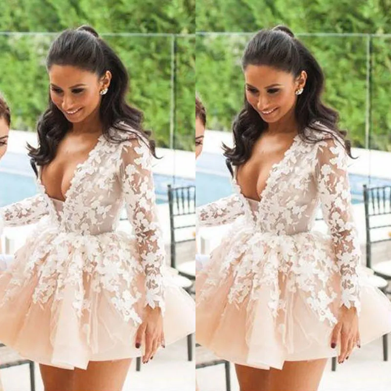 princess polly baby blue dress Long Sleeve Black A-line Lace V-neck Charming Short Homecoming Prom Dr –  Wish Gown