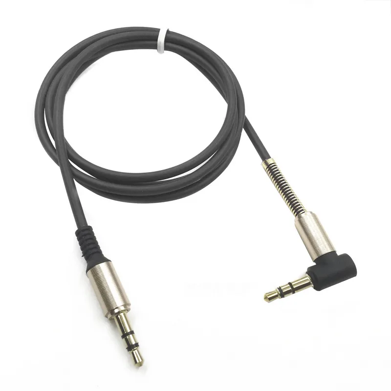 Aluminium Alloy Car Aux-kablar 3.5mm Man till Manlig Höger Vinkel Bil Auxiliary Audio Cable Cord för telefon iPod MP3 bil stereo