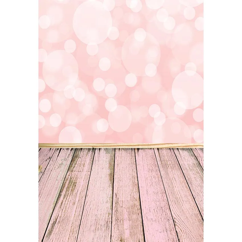 Bokeh 폴카 도트 소녀 베이비 샤워 배경 밝은 분홍색 벽 나무 바닥 신생아 사진 소품 키즈 사진 스튜디오 배경