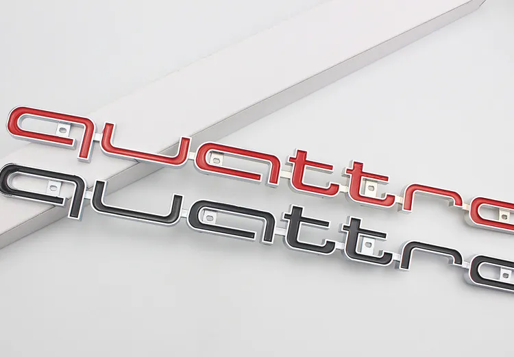 Quattro Logo Emblem Abzeichen Auto 3D Aufkleber ABS Quattro Aufkleber  Frontgrill Untere Verkleidung Für Audi A4 A5 A6 A7 RS5 RS6 RS7 RS Q3 Auto  A315E Von 55,11 €
