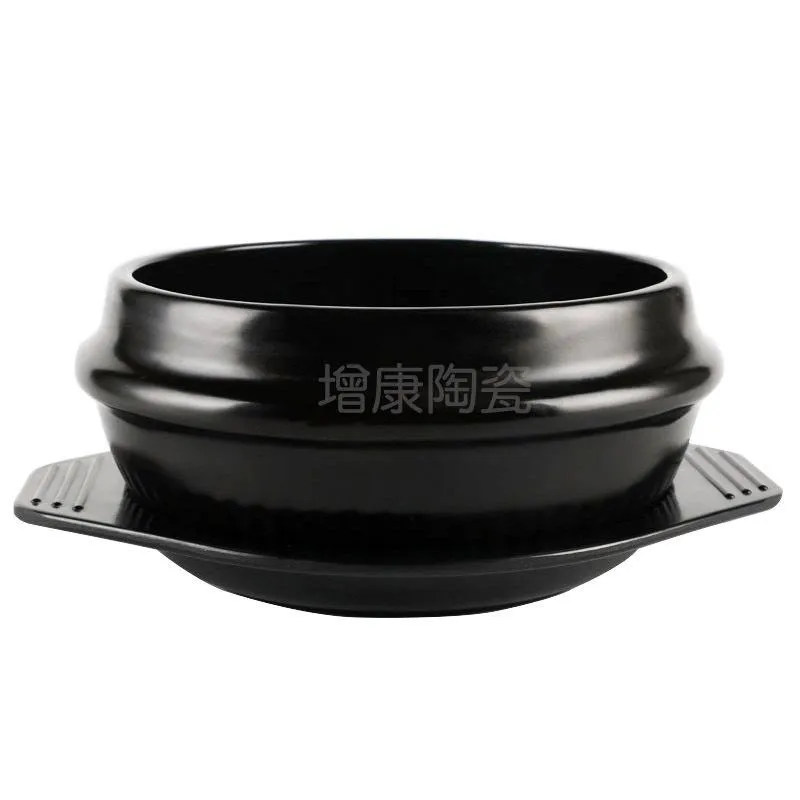 Praktische Dolsot Stone Pot Hoge Temperatuurbestendige Bibimbap Keramische Soep Ramen Bowls met Lade Bowl Hoge kwaliteit 16FF2 FF