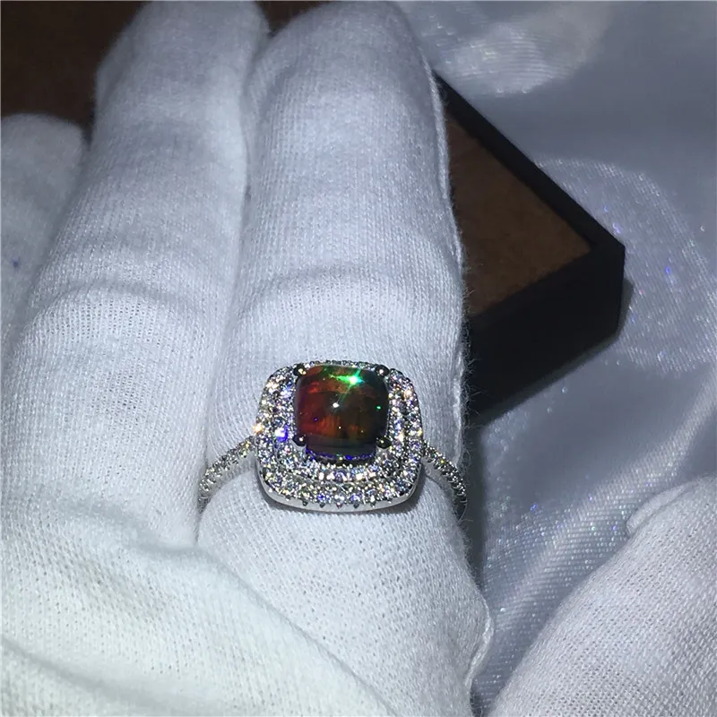 Anello in argento sterling 925 amanti fatti a mano all'ingrosso Anelli fedi nuziali colorati in ammolite opale Cz gioielli da donna