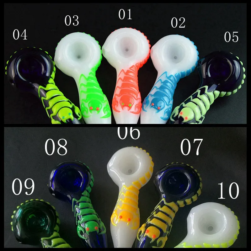 Nouvelle Arrivée Luminous Hand Pipe Glow In The Dark 5 Couleur Fumer Pipe Heady Verre Pipe Brûleur À Huile