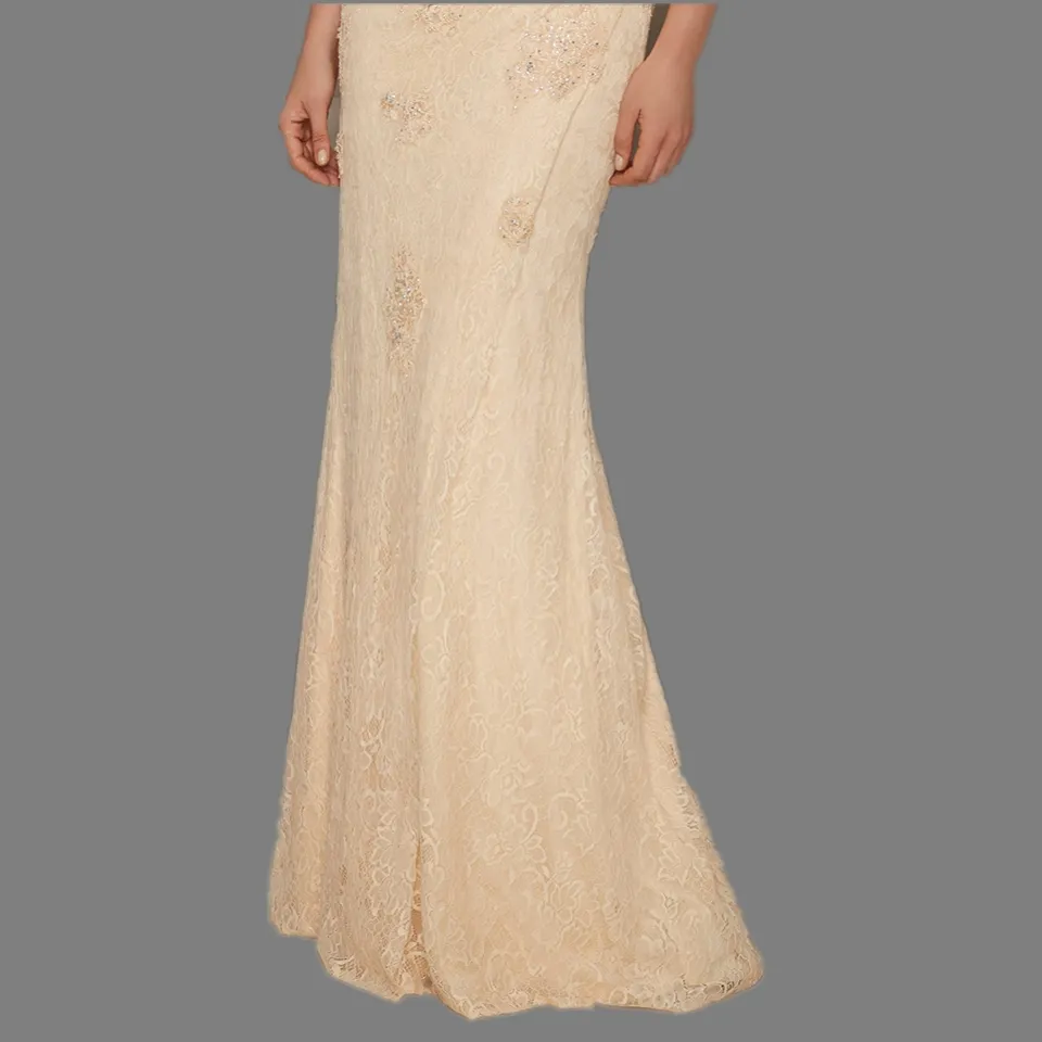 Elegant Fashion V-Neck Half Sleeve Beaded Mermaid Lace Long Mother Of The Bride Dresses HY1539