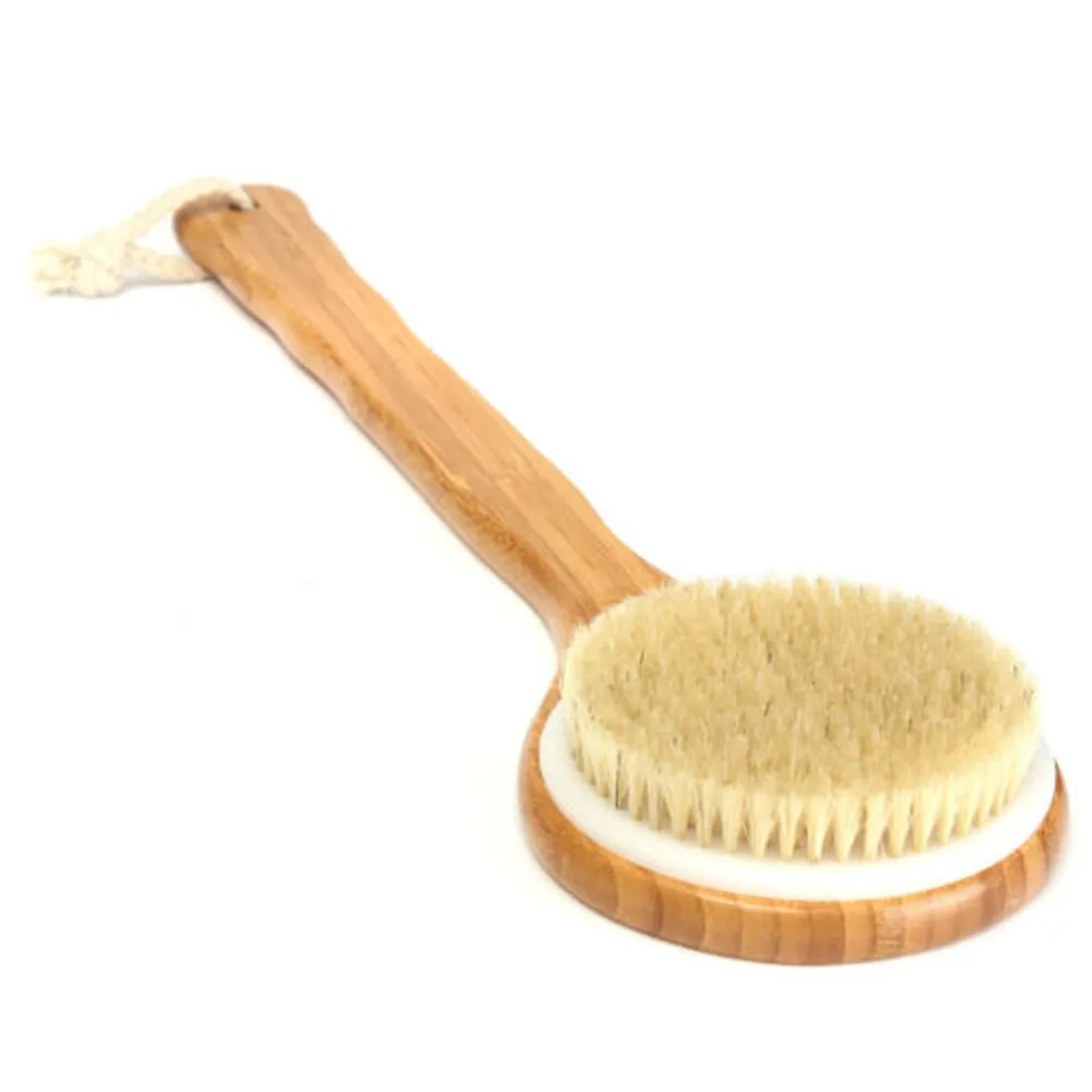 Lange Griff Holz Bad Dusche Körper Zurück Pinsel Spa Scrubber Peeling Für Trockenbürsten und Dusche Badezimmer Werkzeuge 10Jul 5