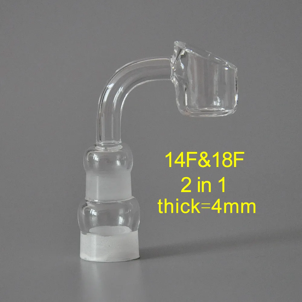 4mm 14MM&18MM 2in1 Quartz Banger Smoke Accessory 90 degree quartz nail with frosted male female joint 100% real quartz