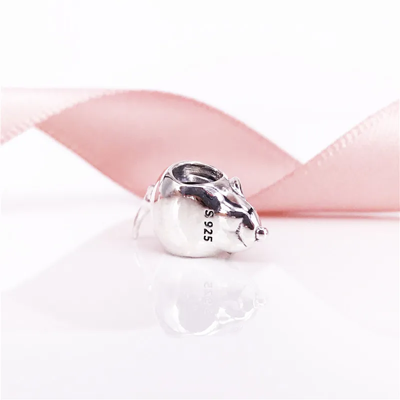 Cute Mouse Charm Authentic 925 Sterling Silver Clear CZ Beads Fits Snake Bracelets DIY Fine Jewelry 797062EN160 Charm