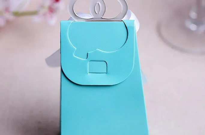 Personalisierte Ringe Hochzeit Party Favors Box Liebe Vogel Süßigkeiten Candy Choclate Boxen Geschenke Geschenk Wrap Bag mit Bogen Tiffany Blue