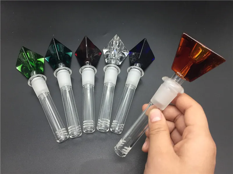 Hoge kwaliteit 14mm 18mm glazen downstem voor beker bongs naar beneden stelen waterleidingen roken accessoire met kom