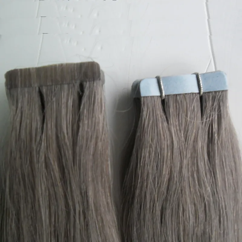 Extensions de cheveux cheveux gris 100g 2.5 g/pc bande dans l'extension de cheveux humains /paquet extensions de bande de trame de peau sans couture