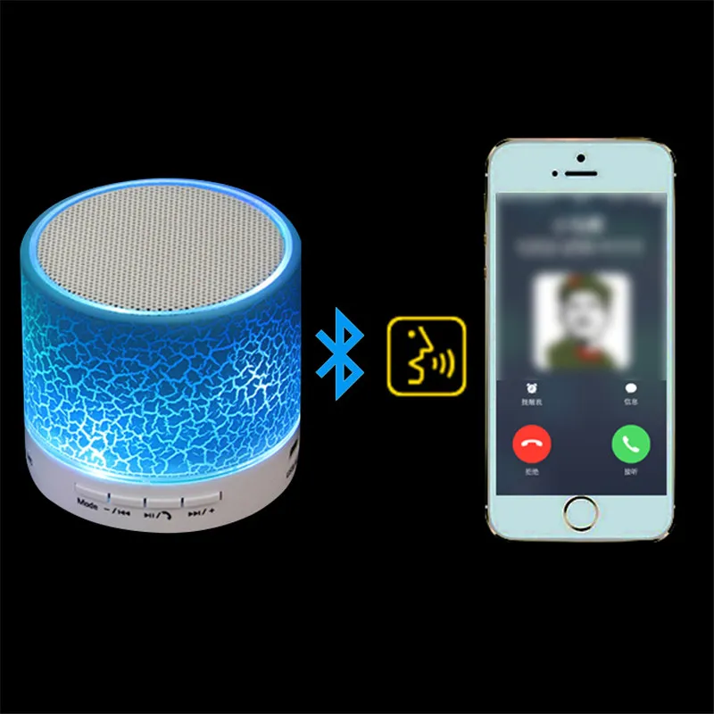 A9 led mini alto-falantes portáteis de luz de dança do bluetooth speaker estéreo sem fio com tf usb fm mic altifalante para iphone andriod