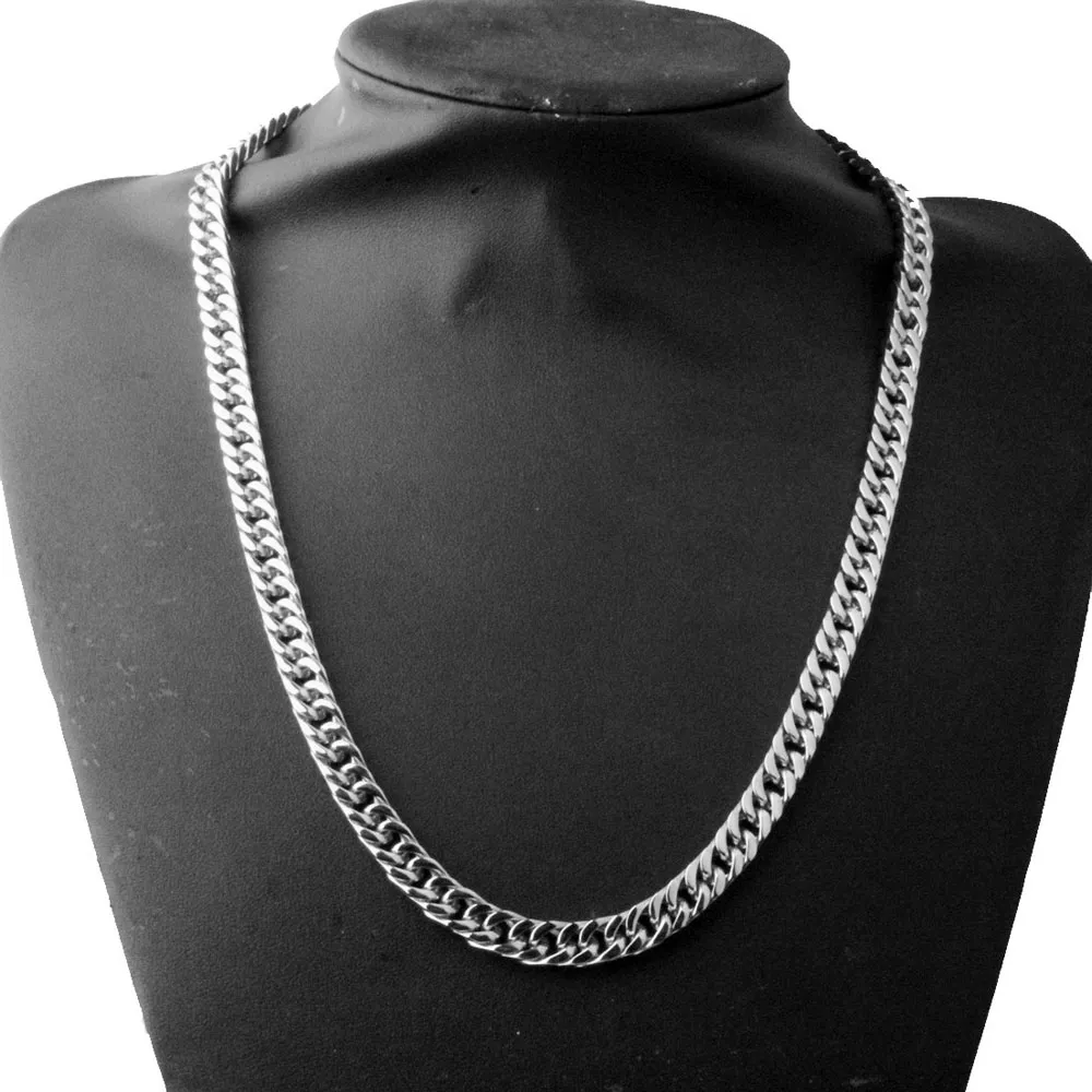 316L roestvrij staal herenmode ketting Curb Link Chain hoog gepolijst Rapper Rock hiphop dameskettingen 3 kleuren 60 cm 0 8cm334P