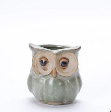 Lovely Durable Garden Pot Breathable Animal Owl Ceramics Flowerpots Anti Wear Corrosion Resistant Mini Planters Portable