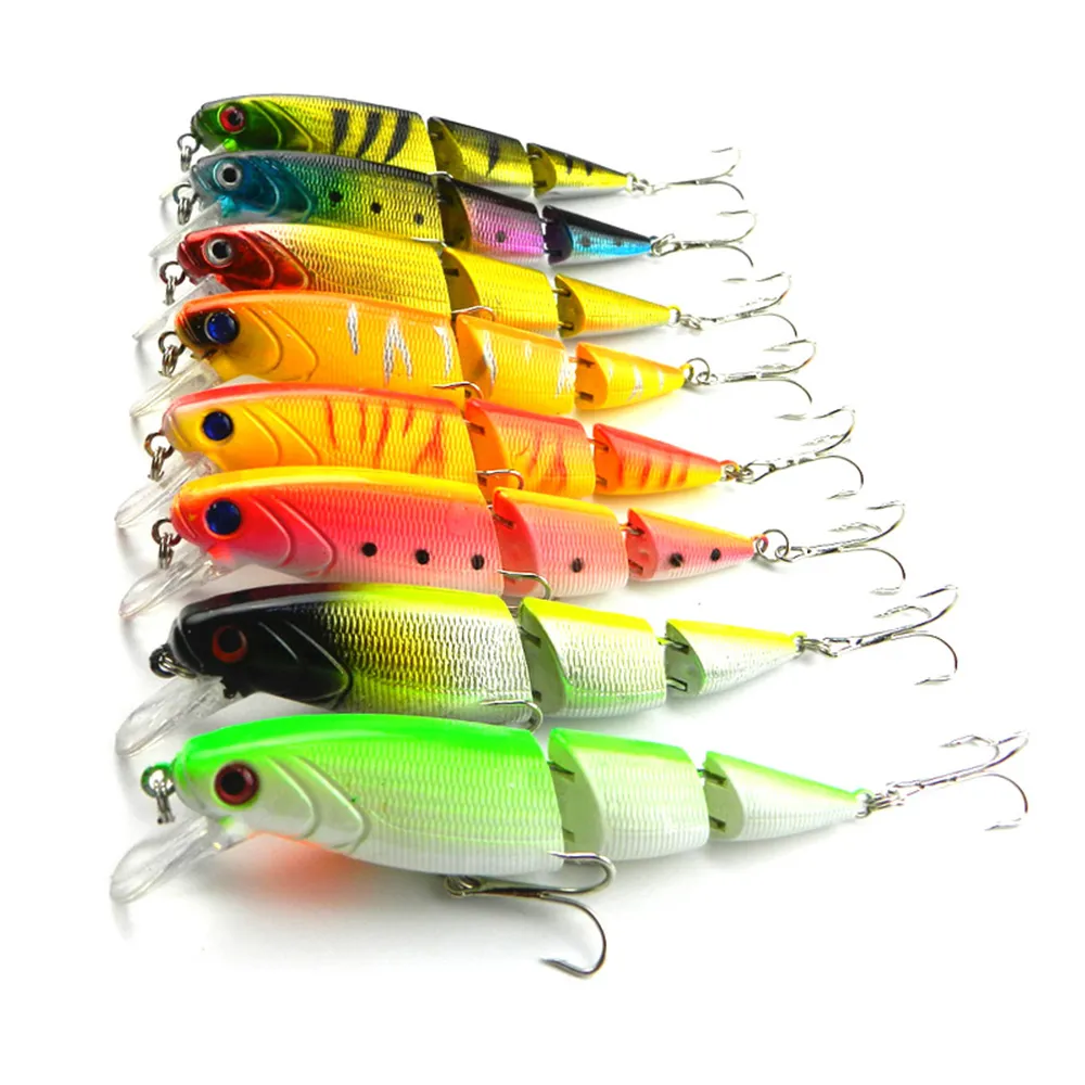 Hengjia 8 Stks 8 Kleuren Jointed Fishing Lures 10.5 cm 14G Hard Aas Isca Artificial Fishing Tackle Pesca Minnow Wobblers