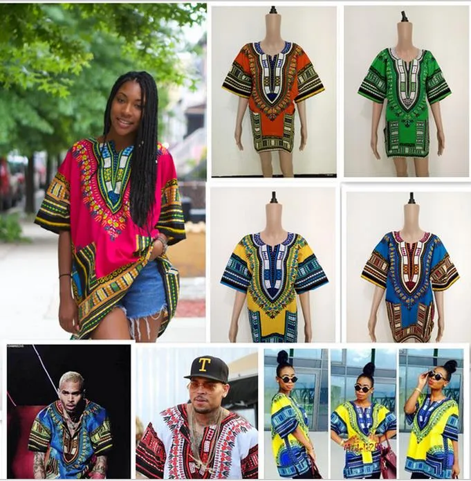 (fast shipping)2016 New fashion design african traditional print 100% cotton Dashiki T-shirt for unisex DF598 (MADE IN THAILAND)
