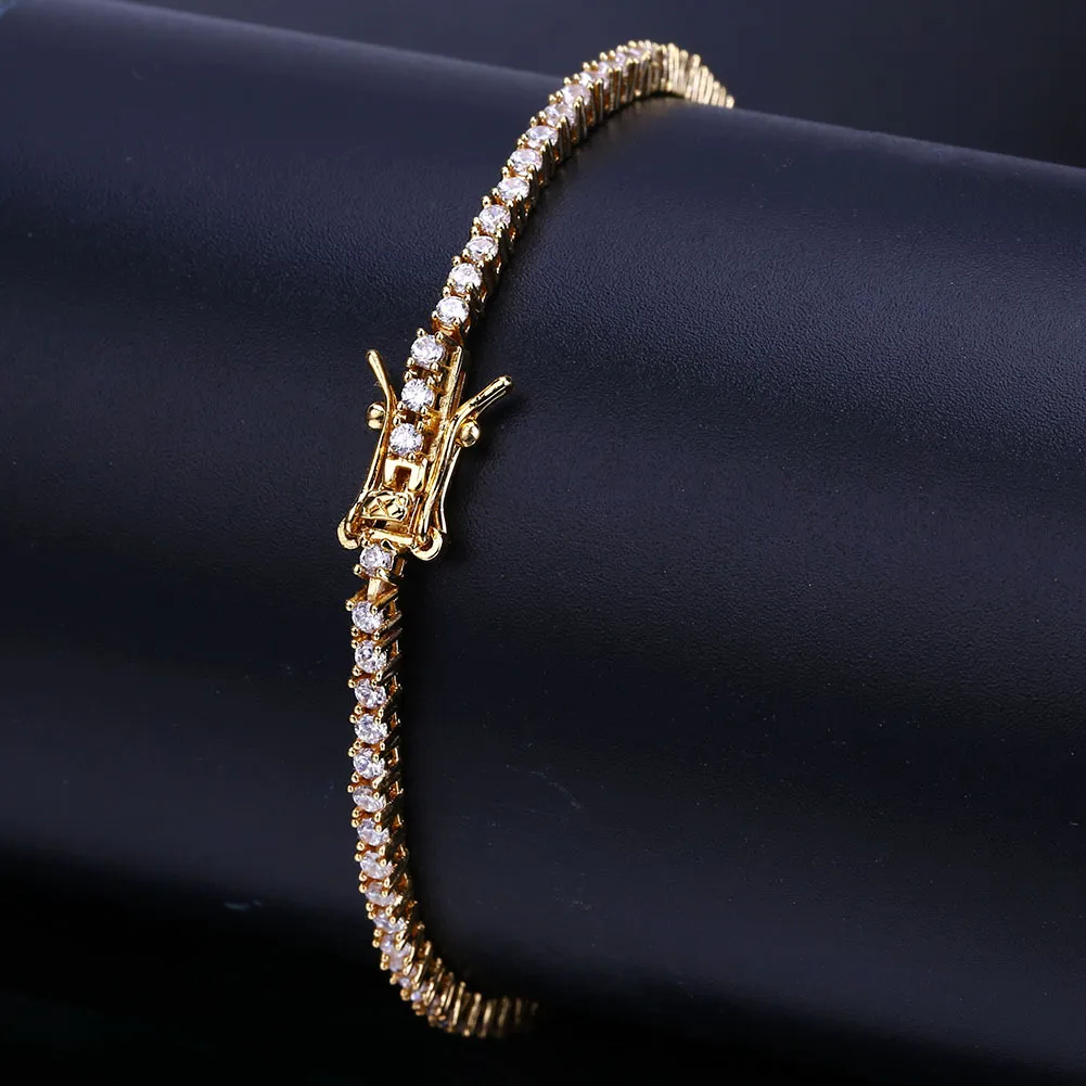 Iced Out Chains Diamond Tennis Bracelet Mens Hip Hop Jewelry 18k Gold Plated Bracelets Micro Paved CZ Sparkling Luxury Bangle Wris283K