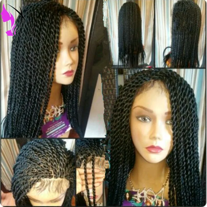 Free shippingBox Braids Wig Havana Twist Synthetic lace front wig Black Hair Heat Resistant Braids With Baby Hair Braids Synthetic hair wigs