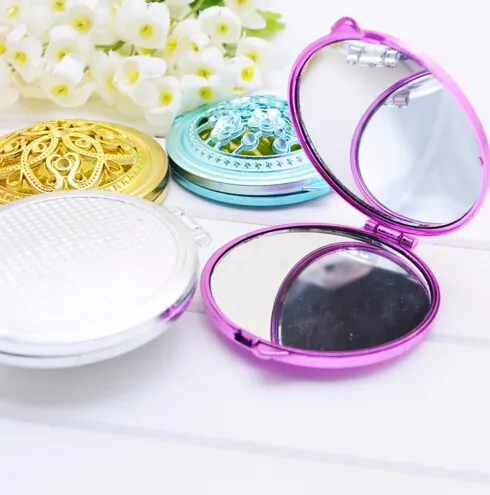 Vintage Hand Mirrors Pocket Mirror Mini Compact Mirrors Girl Double-Side Folded Hollow Out Makeup Mirror P27