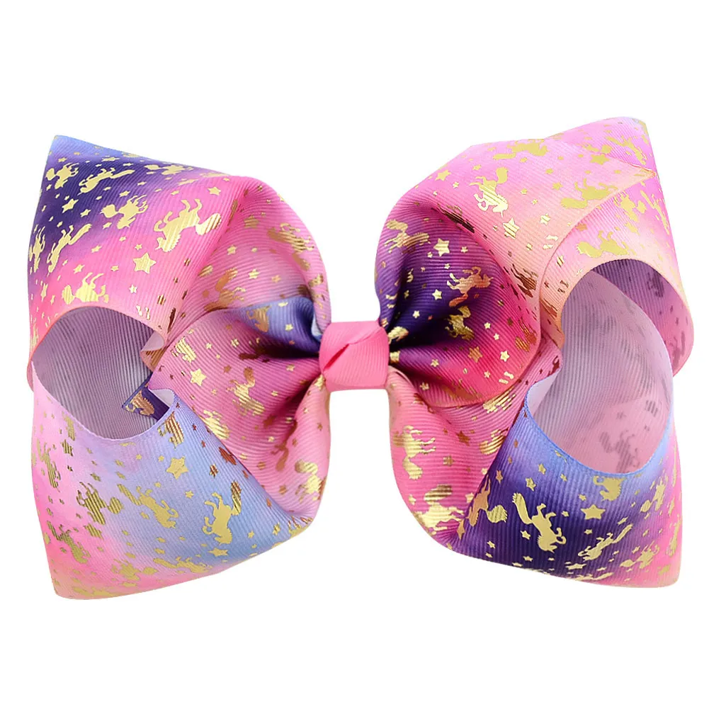 8インチJojo Bow Grosgrain Ribbon HairBowsクリップブティックヘアボウズ付きベビーガールアクセサリー9350845