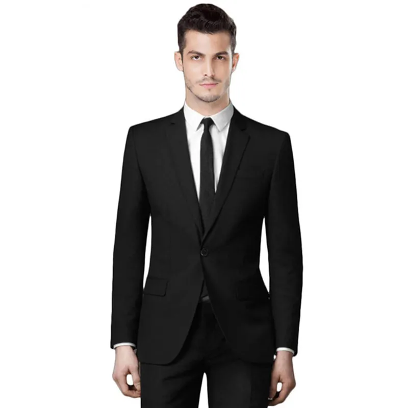 Hübsche schwarze Herrenanzüge, Geschäftsanzüge, Hochzeitsanzüge für Herren, Jacke, maßgeschneidert, Slim Fit, formeller Abschlussball, Bräutigam, Smoking, Blazer, Trauzeuge