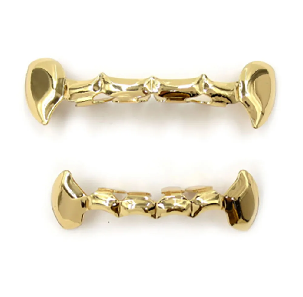 Moda Masculina Moda Feminina Teeth Grillz Conjunto Superior e Inferior Hip-hop Presas Douradas Dentes Falsos Dourado Prata Preto Rosa-Ouro Personalidade Vampire Grillzs