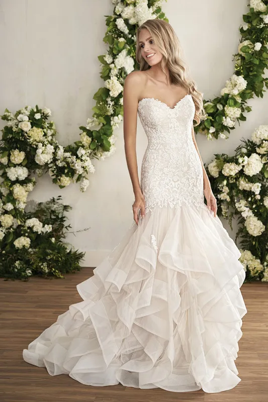 Printemps 2018 robe De mariée décolleté en cœur grande taille robe De Novia dentelle robes De mariée sirène robes De mariée