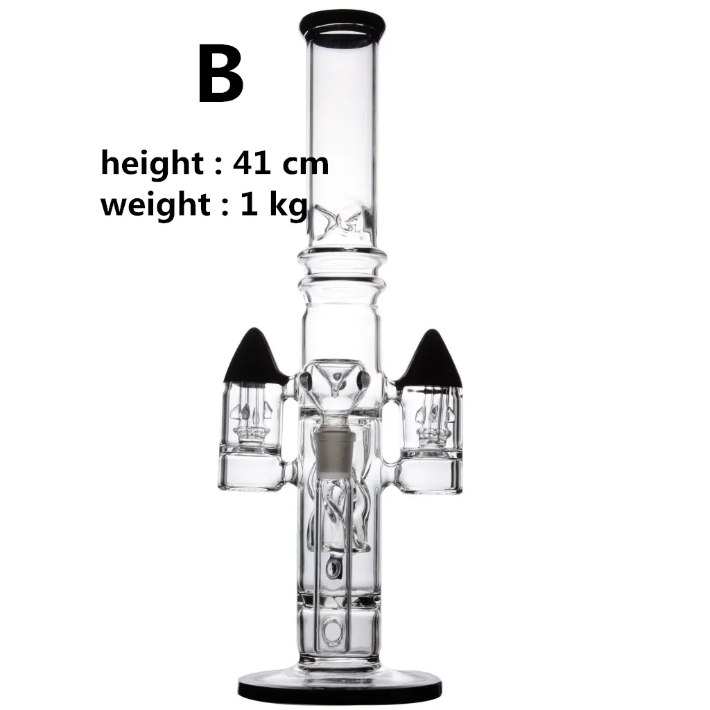 BIG solid long Glass water pipes with diffused rocket perc Oil Rigs bongs Hookahs Multiple choices