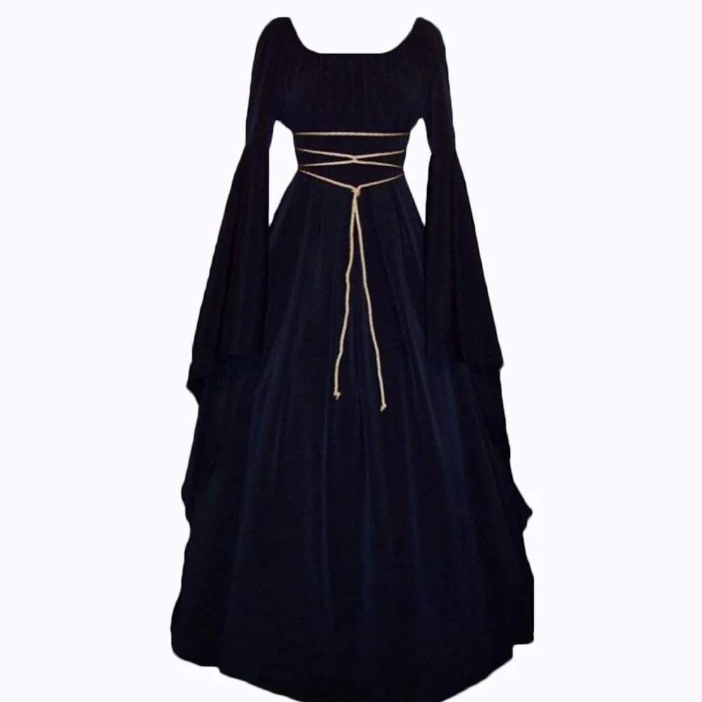 Vintage Gothic Renaissance Maiden Gothic Dress For Women Solid Vintage ...