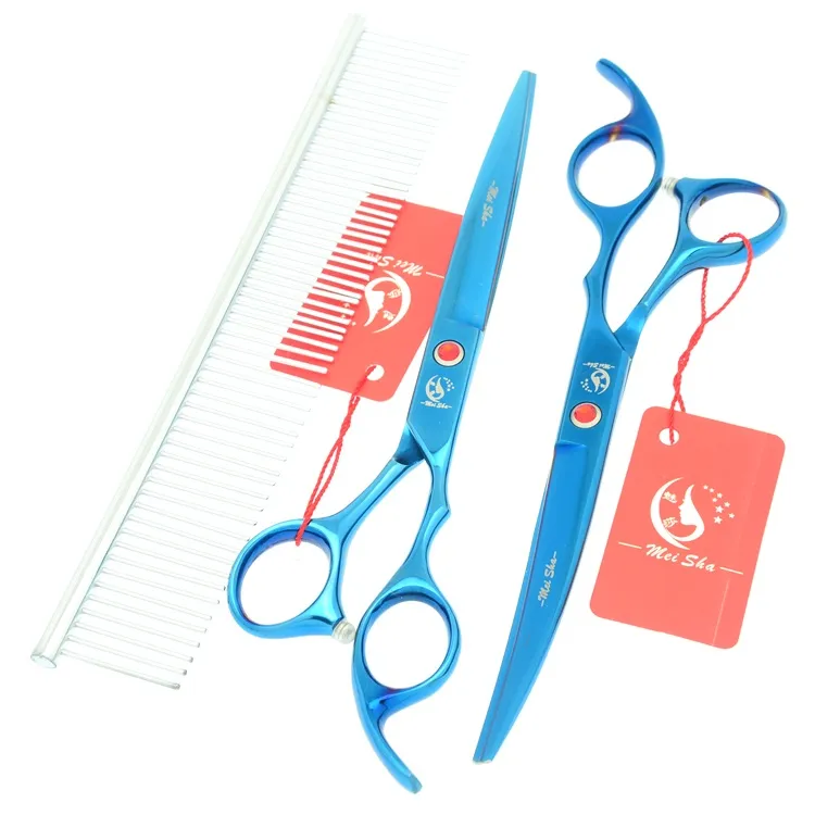 7.0 Inch Meisha Blue Pet Grooming Scissors Set Acciaio inossidabile Cane Shear 6.5Inch Thinning Trim Tesoura con Pettine HB0117