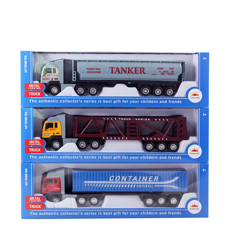 Diecast Car Model Boy Toy Vehículo de transporte Camiones de carga Contenedor Ca Kid Toys Fuel Truck Tanker Estilo americano Camiones europeos Niños Cumpleaños Regalo de Navidad