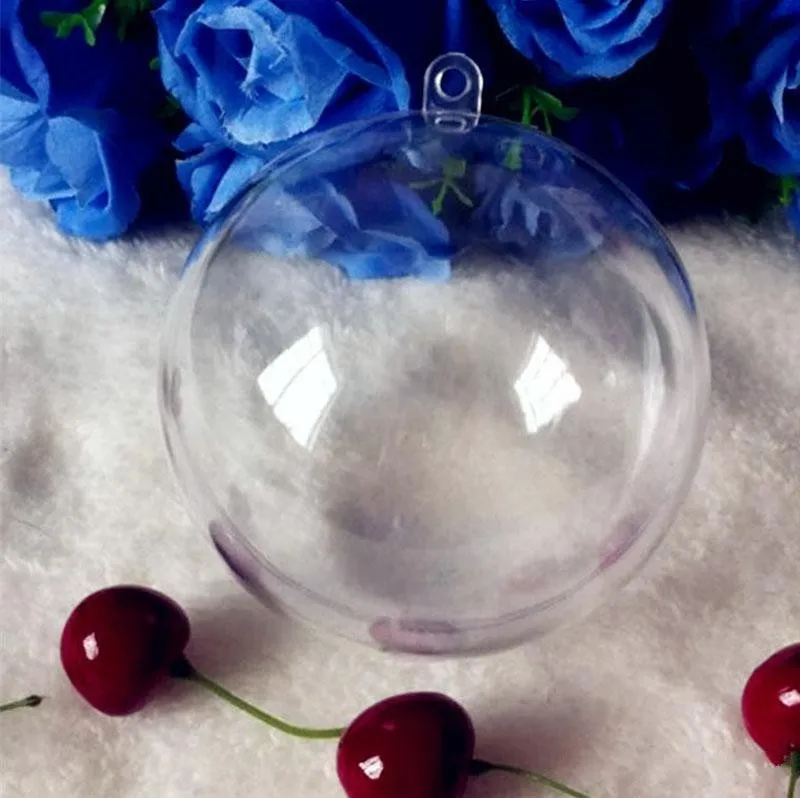 80 ملليمتر شفافة واضح البلاستيك فتح هدية الحلوى مربع felble ball baubles ديكور الزفاف شجرة عيد الديكور حزب اللوازم