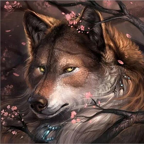 Peach Wolf Face 5D DIY Cheap Diamond Painting Kits Kit With Rhinestones  Perfect For Room Decoration And Cross Stitch YZ100 From Luzhenbao524,  $12.59