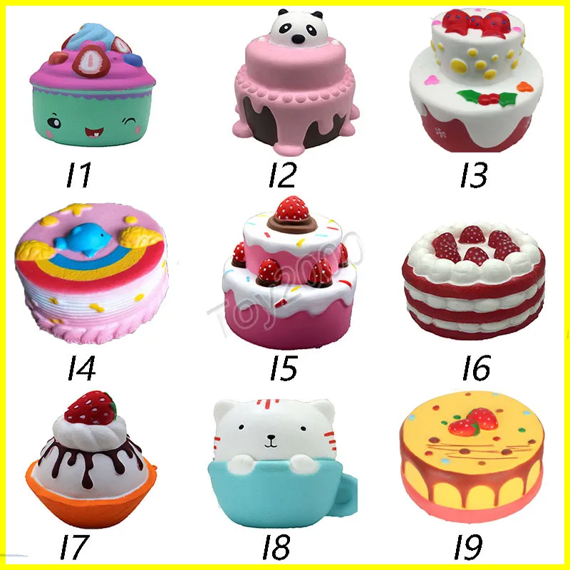 Squishy cakes Fruit cake ice cream squishies Slow Rising 10cm 11cm 12cm 15cm Soft Squeeze Cute Cell Phone Strap gift Stress children toys