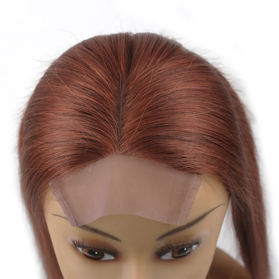 Gerade #33 Farbe 3 Bundles mit 4x4 Mittelteil Lace Frontal Verschluss Malaysisches Echthaar, beste Haarfarbe für schwarze Hautverlängerungen